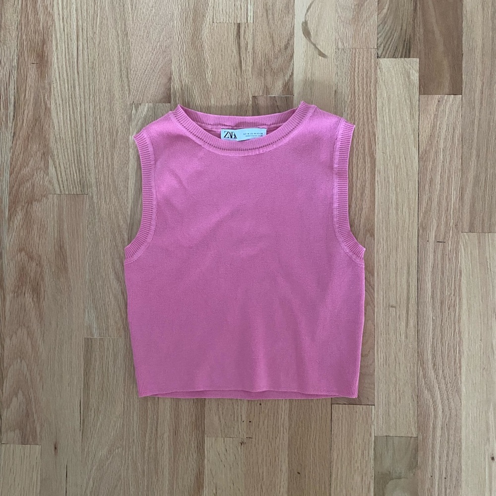 Zara pink knit crop tank
